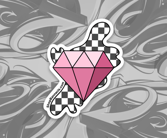 sticker of a diamond with checkered background